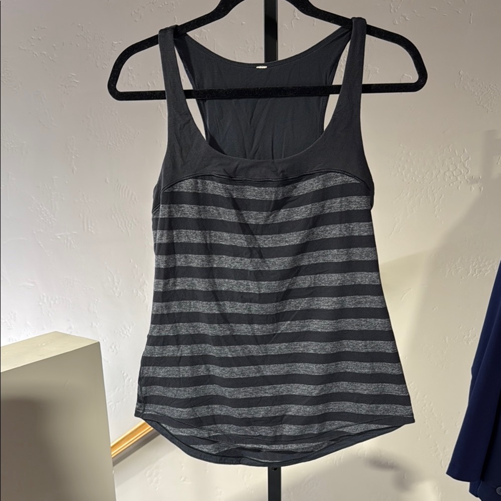 Lululemon Athletica Black and Gray Fitted Tank Top